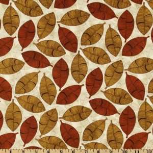  44 Wide African Beat Leaves Rust Fabric By The Yard 