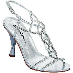 Lava Lollipop Rhinestone Silver T Ankle Strap Heels Prom Bridal 