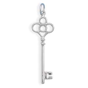 Sterling Silver Crown Key Pendant + 18 Chain Necklace  