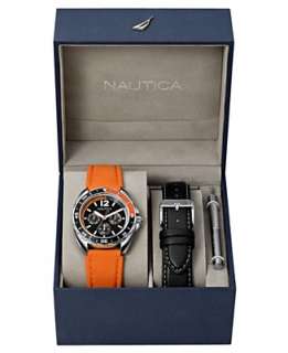   Black and Orange Leather Strap Box Set   All Watches   Jewelry