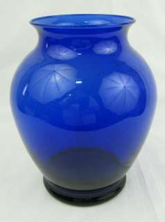 Vintage Cobalt Blue Libbey Glass Flower Vase  
