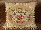 CHARMING ANTIQUE FLORAL WITH BOW NEEDLEPOINT PILLOW~WOW