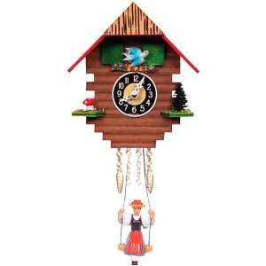  Black Forest Log Cabin Clock with Blue Dove