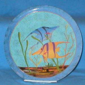 WASSI Art Lg Plate Jamaica w/2 Tropical Fish Underwater  