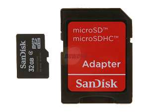 SanDisk 32GB Micro SDHC Flash Card w/ Adapter Model SDSDQM 032G B35A