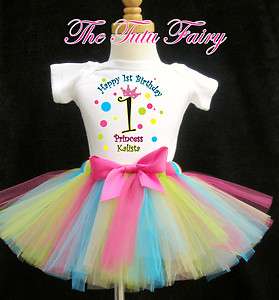   Birthday 2nd 3rd Shirt & tutu set outfit name personalized girl baby