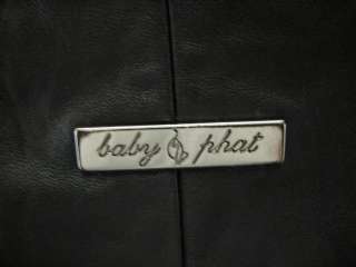 BABY PHAT REVERSIBLE LEATHER JACKET COAT, BLACK, 2XL  