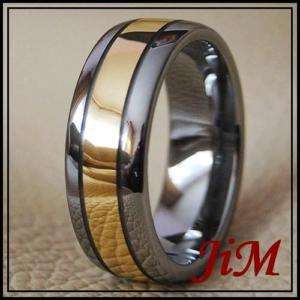 8MM TUNGSTEN WEDDING BAND MENS RINGS 18K GOLD SIZE 6 15  