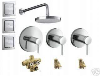   CHROME W/ RAIN SHOWERHEAD WATERTILE STILLNESS TRIM & VALVE  