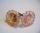 Beaded Edge Peach Glass Drawer Pulls Cabinet Knobs Vintage Style Set 