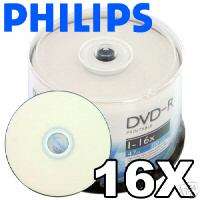 200 Philips 16x DVD R White Inkjet Hub Printable Blank Recordable DVD 