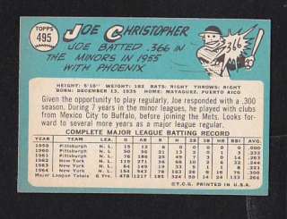 1965 Topps #495 Joe Christopher NMT New York Mets Premium Vintage Card 