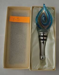 Real MURANO GLASS Bottle Stopper, Cool Blues (Y5)  