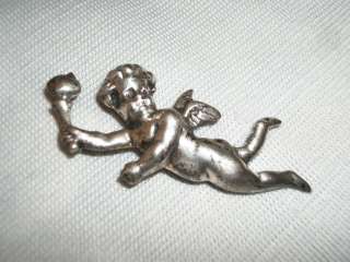 Vintage Sterling Silver Angel Cherub Brooch Pin  