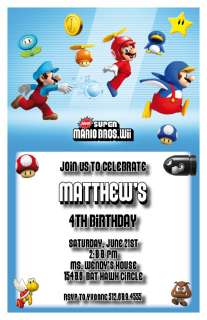 Setof10 Super Mario Bros. Personalized Invitations B  