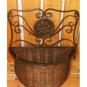   Woven Steel Wall Hanging Basket with Mounting Bracket