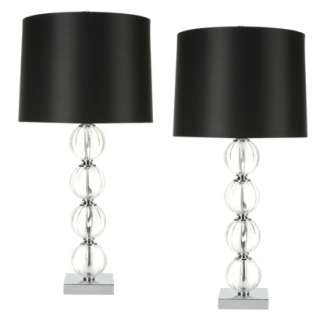 Glass Ball Table Lamp W/ Printed Silk Shade Set of 2 lamps.Opens in 