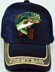 WHOLESALE NEW KISS MY BASS FISHING NAVY CAMO CAP HAT  