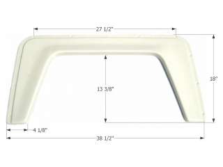 38.5 x 18   Single axle fender skirt. Constructed of durable high 