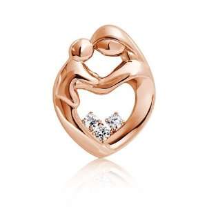 Bling Jewelry Rose Gold Plated CZ Loving Mother and Child Family Heart 