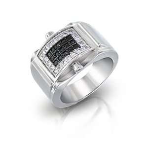 Bling Jewelry Sterling Silver Black White CZ Rings Mens Championship 