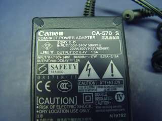 Canon Compact Power Adapter CA 570S & AC Cable for Elura Optura VIXIA 
