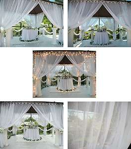   Outdoor Gazebo White Sheer Wedding Drapes (2) Panels Curtains  