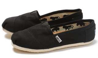 NEW TOMS SHOES WOMENS CLASSIC CANVAS BLACK SIZE 6.5  
