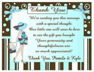 20 MODERN MOM BABY SHOWER THANK YOU CARDS pink blue Grn  