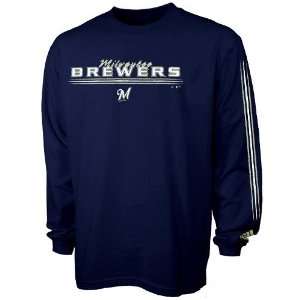  Adidas Milwaukee Brewers Navy Blue Team Vision Long Sleeve 