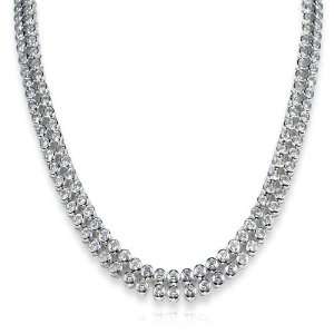   Lovette Isis Bridal Collection CZ Bezel Set 2 Row Necklace Jewelry