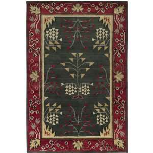  Surya Arts and Crafts Red Blue Green Leaves Transitional 5 