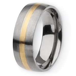  Chisel 14k Gold Inlaid Brushed Titanium Ring (8.0 mm) With 