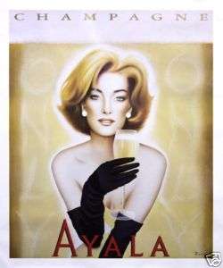 Vintage Poster Razzia Champagne Ayala Deco 1980s French  