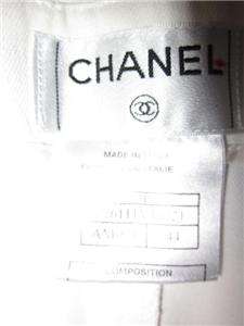 Chanel White Cotton Pants With Embroidery Size 44  