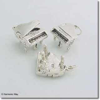 Sterling Silver 3D GRAND PIANO Music CHARM Top Opens  
