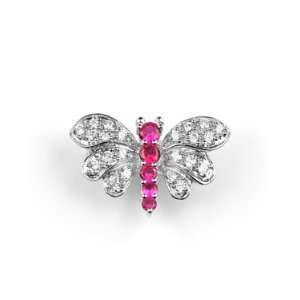  C.Z & RUBY BUTTERFLY BROOCH PIN Jewelry