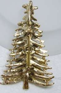   Goldtone Jeweled Rhinestone Ornament Christmas Tree Pin Brooch 2.5