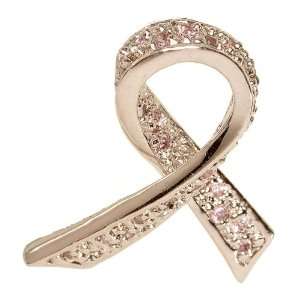 Breast Cancer Awareness Pink Ribbon Pin Done in Sterling Silver with 