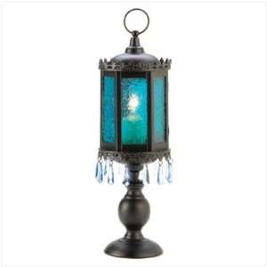   Home Decor Exotic Azure Pedestal Lantern Candle Holder