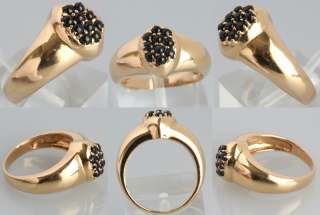 14K Yellow Gold .45 CTW Sapphire Cabochon Estate Cluster Ring  