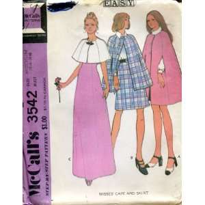  McCalls Easy Sewing Pattern 3542 ~ Misses Cape and Skirt 