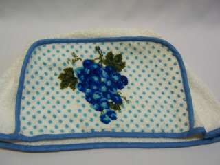 Vintage Terry Cloth Toaster Cover grapes blue polka dot kitchen 2 