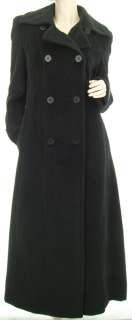   New York Wool Angora Blend Black Double Breasted Womens Long Coat US 8