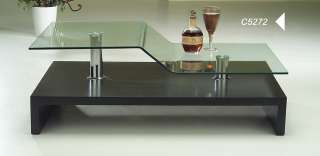 Contemporary Modern Glass Coffee Table BLACK BASE LooK  