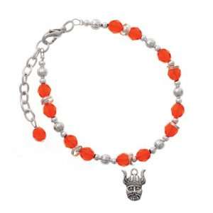  Small Viking   Mascot Orange Czech Glass Beaded Charm Bracelet 