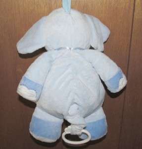   ONE YEAR Blue White Striped ELEPHANT MUSICAL Crib PULL Toy STAR  