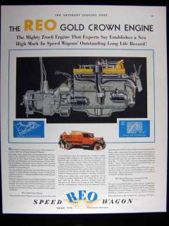 1929 REO SPEED WAGON GOLD CROWN ENGINE TRUCK PRINT AD  