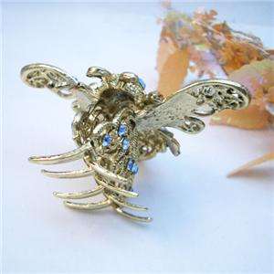 Swarovski Crystal Bumble Bee Hair Claw Clip Fly Insect  