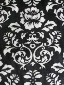 BLACK WHITE ROSES FLORAL MINKY CHENILLE SEW FABRIC BTY  